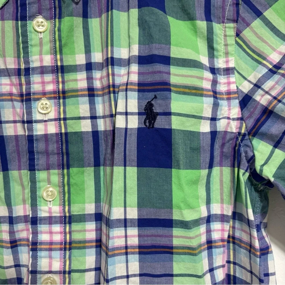 Chaps Ralph Lauren Boys Lot of 2 Size 8 Plaid Button Front Short Sleeve Shirt